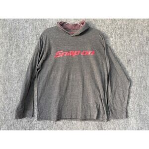 Snap-on Tools Mens Large Gray Red Logo Long Sleeve Hooded Tri-Blend T-Shirt L